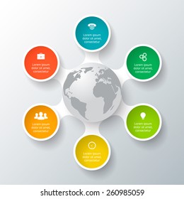 Vector circle elements for infographic. Template for cycling diagram, graph, presentation. Business concept with 6 options, parts, steps or processes. Abstract background