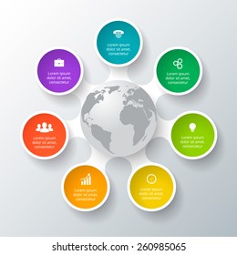 Vector circle elements for infographic. Template for cycling diagram, graph, presentation. Business concept with 7 options, parts, steps or processes. Abstract background