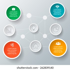 Vector circle elements for infographic. Template for diagram, graph, presentation and round chart. Business concept with 8 options, parts, steps or processes. Abstract background.