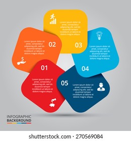Vector circle elements for infographic. Template for cycling diagram, graph, presentation and round chart. Business concept with 5 options, parts, steps or processes. Abstract background