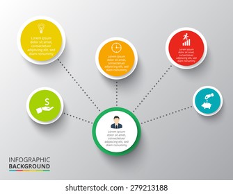 Vector circle elements for infographic. Template for cycling diagram, graph, presentation. Business concept with 6 options, parts, steps or processes. Abstract background.