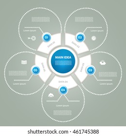 Vector circle elements for infographic. Template for cycling diagram, graph, presentation and round chart. Business concept with 5 options, parts, steps or processes. Abstract background