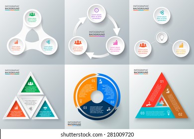 Vector circle elements set for infographic. Template for cycling diagram, graph, presentation and round chart. Business concept with 3 options, parts, steps or processes. Abstract background.