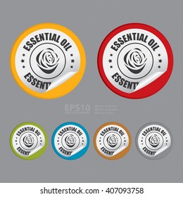 Vector : Circle Essential Oil Product Label, Campaign Promotion Infographics Flat Icon, Peeling Sticker, Sign 