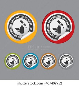 Vector : Circle Essential Oil Product Label, Campaign Promotion Infographics Flat Icon, Peeling Sticker, Sign