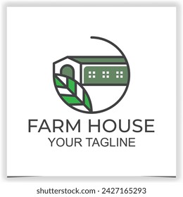 Vector circle farm house logo template design