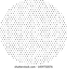 Vector circle filled with a texture of hexagonally arranged gray circles of various shades