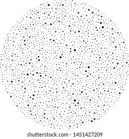 Vector circle filled with a texture of randomly arranged gray circles of various sizes and shades