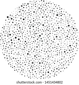 Vector circle filled with a texture of randomly arranged gray circles of various sizes and shades