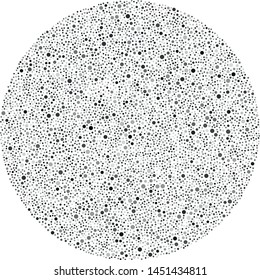 Vector circle filled with a texture of randomly arranged gray circles of various sizes and shades