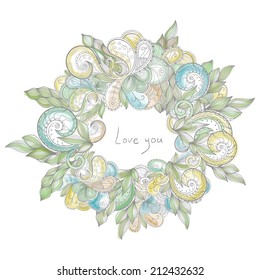 Vector circle floral frame.