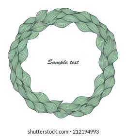 Vector circle floral frame made from leafs.