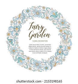 Marco floral de círculo vectorial, viñeta, borde, plantilla de diseño de tarjeta. Elementos de estilo oriental. Bordes florales, tarjeta prefabricada. Ornamento indio. Flores ornamentos étnicos. Decoración ornamental de las tarjetas