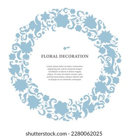 Vector circle floral frame, vignette, border, card design template. Elements in Eastern style. Floral borders, premade card. Indian ornament. Flowers ethnic ornaments. Ornamental decoration