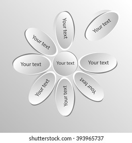 Vector circle flower infographic. Paper flower  with petals for text. Abstract background.