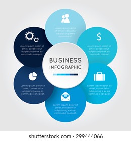 Vector Circle Flower Infographic. Template For Diagram,  Graph, Presentation And Chart. Business Concept With Six Options, Parts,  Steps Or Processes On The White Background