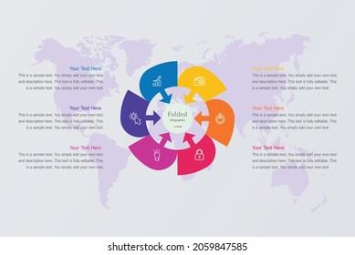 Infografía plegada del círculo vectorial, diagrama de ciclos, gráfico, gráfico de presentación 6