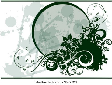 vector circle frame with floral ornament