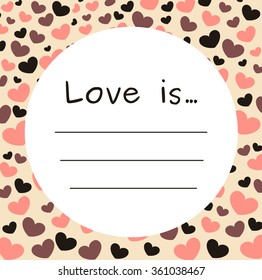 vector circle frame greeting card with colorful hearts cute lovely romantic valentine's day illustration