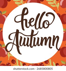 Vektorkreisrahmen und Schriftdesign Hallo Herbst	
