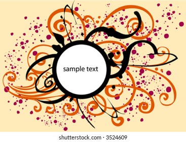 vector circle frame on floral background