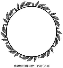 Vector circle frame, wreath made of branches. Circle decoration