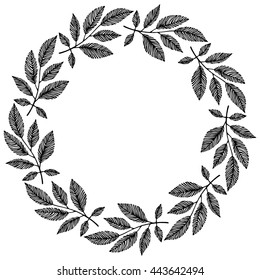 Vector circle frame, wreath made of branches. Circle decoration.