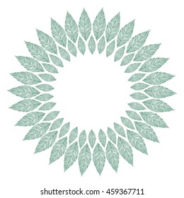 Vector circle frame, wreath made of leaves. Wreath illustration.