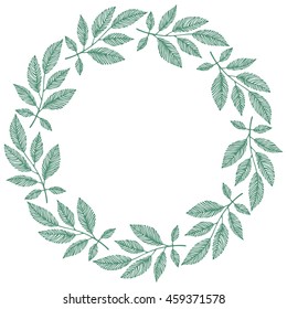 Vector circle frame, wreath made of branches. Circle decoration.