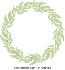 Vector circle frame, wreath made of leaves. Wreath illustration