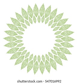 Vector circle frame, wreath made of leaves. Wreath illustration.