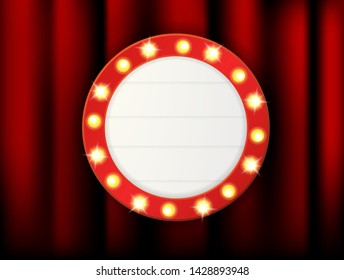 Vector circle frames of empty retro light boxes for inserting your text.