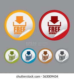 Vector : Circle Free Download, Campaign, Promotion Infographics Flat Icon, Peeling Sticker, Sign
