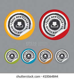 Vector : Circle Free Download - Product Label, Campaign Promotion Infographics Flat Icon, Peeling Sticker, Sign
