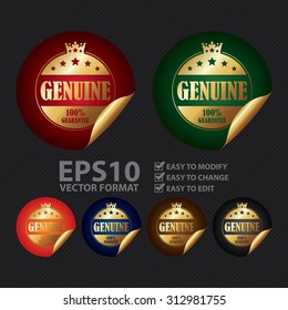 Vector : Circle Genuine 100% Guarantee Infographics Peeling Sticker, Label, Icon, Sign or Badge
