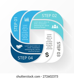 Vector circle geometric infographic. Template for cycle diagram, graph, presentation and round chart. Business concept with 4 equal options, parts, steps or processes. Startup layout for your project.