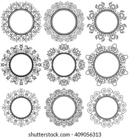 Vector Circle Geometric Ornaments. Emblems and Badges