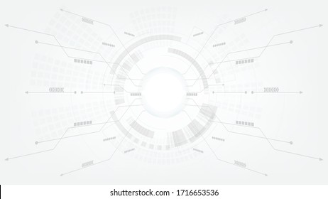 Vector circle geometry decoration, science and technology digital line white background