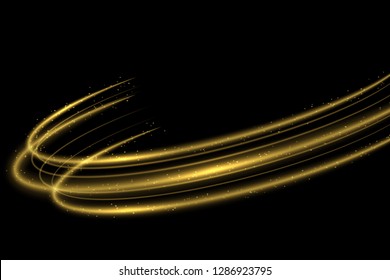 Vector circle golden light tracing effect. Glowing magic fire ring trace