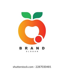 Vector circle gradient fruit with leaf logo design for your brand or business