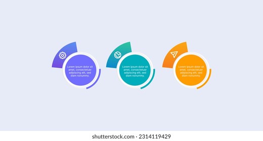 Vector circle gradient infographic for three sector pointers