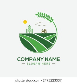 Vector Circle Green Leaf Growing Plant Modern Agriculture Sign Symbol Icon Logo Design Inspiration
