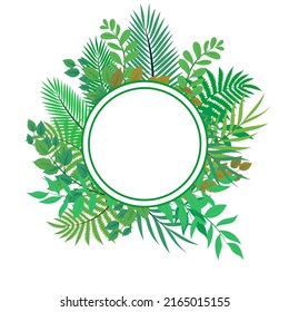 Círculo vectorial con hojas verdes aisladas en fondo blanco