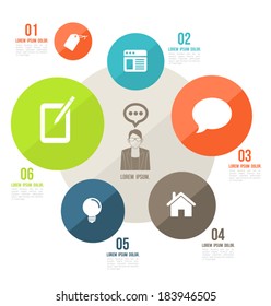 Vector circle group business concepts with icons / can use for info-graphic / loop business report or plan / modern template / education template / business brochure / system diagram