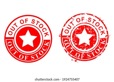 Vector of Circle Grunge Red Rubber Stamp, Out of Stock, Isolated on White
