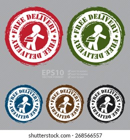 Vector : Circle Grungy Free Delivery Stamp, Sticker, Icon or Label