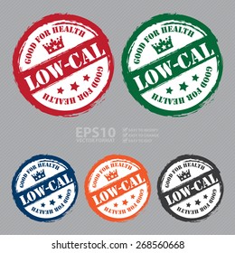 Vector : Circle Grungy Low-Cal Good For Health Stamp, Sticker, Icon or Label 