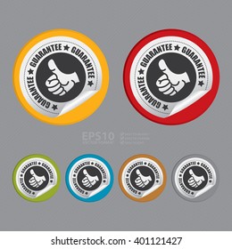 Vector : Circle Guarantee Product Label Infographics Flat Icon, Peeling Sticker, Sign