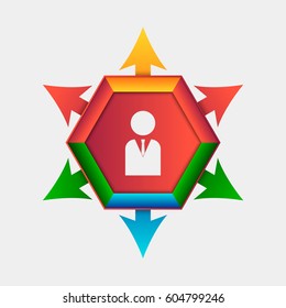 Vector circle hexagon element for infographic. Template for cycling diagram, graph, presentation and round chart. Business concept with 6 options, parts, steps or processes.