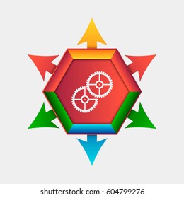 Vector circle hexagon element for infographic. Template for cycling diagram, graph, presentation and round chart. Business concept with 6 options, parts, steps or processes.